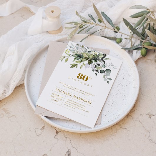 groen eucalyptus blad verjaardag uitnodigen kaart