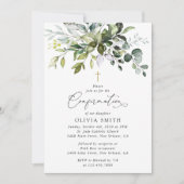 Groen, Eucalyptus Bladeren, Boho, Confirmatie Kaart (Voorkant)