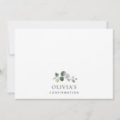 Groen, Eucalyptus Bladeren, Boho, Confirmatie Kaart (Achterkant)