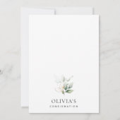 Groen, Eucalyptus Bladeren, Boho, Confirmatie Kaart (Achterkant)