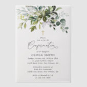 Groen, Eucalyptus Bladeren, Boho, Confirmatie Vellum Uitnodigingen (Voorkant)