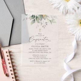 Groen, Eucalyptus Bladeren, Boho, Confirmatie Vellum Uitnodigingen
