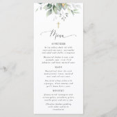 Groen, Eucalyptus Bladeren, Boho, Doop Menu (Voorkant)