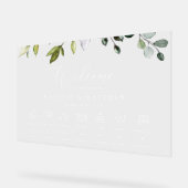 groen, eucalyptus bladeren, bruiloft tijdlijn acryl bord (Hoek)