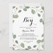 groen eucalyptus bladeren het is een jongen Baby s Kaart (Voorkant)