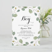 groen eucalyptus bladeren het is een jongen Baby s Kaart (Staand voorkant)