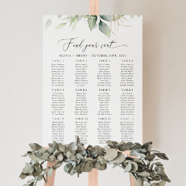 Groen, Eucalyptus Bladeren, Trouwstoelenplattegron Poster