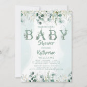 Groen Eucalyptus Bladgroen Baby shower Kaart (Voorkant)