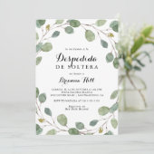 Groen Eucalyptus Bladgroen Spaans Vrijgezellenfees Kaart (Staand voorkant)