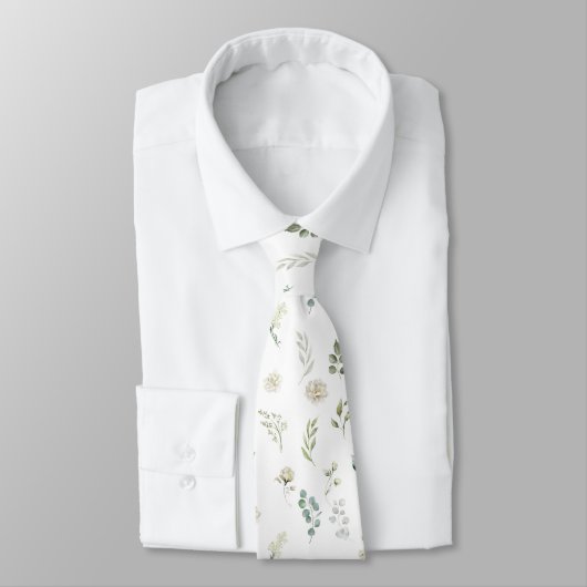 Groen Eucalyptus Bloemen Bruiloft Groomsmen Gift Stropdas (Gebonden)