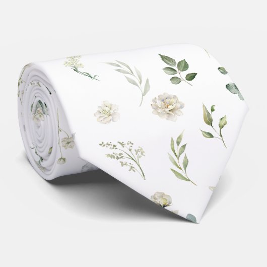 Groen Eucalyptus Bloemen Bruiloft Groomsmen Gift Stropdas (Opgerold)