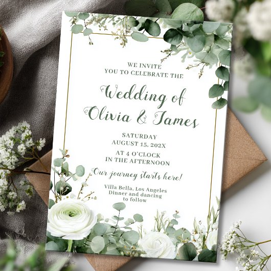 Groen eucalyptus bloemen bruiloft ontwerp kaart