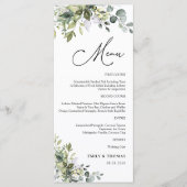 Groen Eucalyptus Bloemen Vrijgezellenfeest Menu (Voorkant)