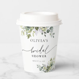 Groen Eucalyptus Bloemen Vrijgezellenfeest Papieren Bekers