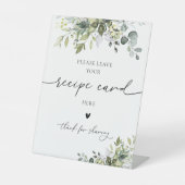 Groen Eucalyptus Bloemenrecept Kaart teken Reclamebord Met Voetstuk (Voorkant)