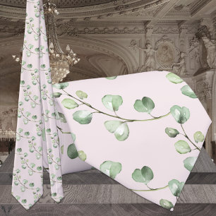 Groen Eucalyptus Blush Roze Huwelijk Stropdas