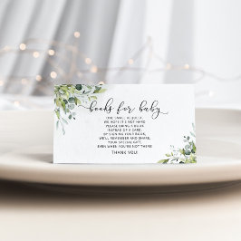 Groen eucalyptus boeken voor baby ticket informatiekaartje