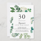 Groen Eucalyptus Botanisch 30e Verjaardagsfeest Kaart (Voorkant)