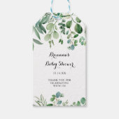 Groen Eucalyptus Botanisch gebladerte Baby shower Cadeaulabel (Voorkant)