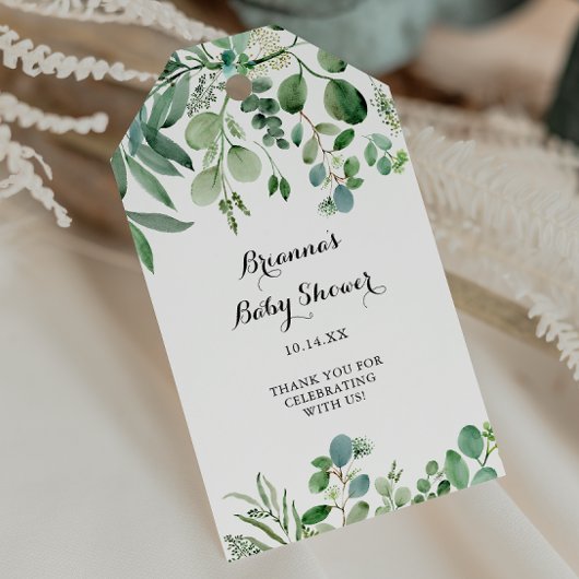 Groen Eucalyptus Botanisch gebladerte Baby shower Cadeaulabel