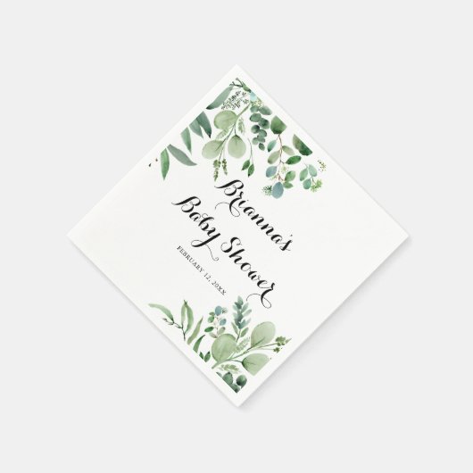 Groen Eucalyptus Botanisch gebladerte Baby shower Servet (Hoek)