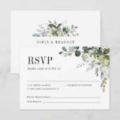 Groen Eucalyptus Botanische Elegante Huwelijk RSVP Kaartje (Voorkant / Achterkant)