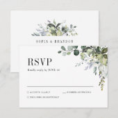 Groen Eucalyptus Botanische Elegante Huwelijk RSVP Kaartje (Voorkant / Achterkant)