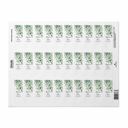 Groen Eucalyptus Botanische Return Address Label (Full Sheet)
