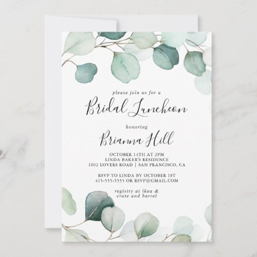 Groen Eucalyptus Bridal Luncheon Vrijgezellenfeest Kaart (Voorkant)