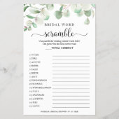 Groen Eucalyptus Bruids Woordzoekspel Flyer (Voorkant)
