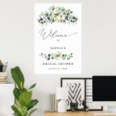 Groen Eucalyptus Bruidsdouche Welkom Poster (Thuiskantoor)