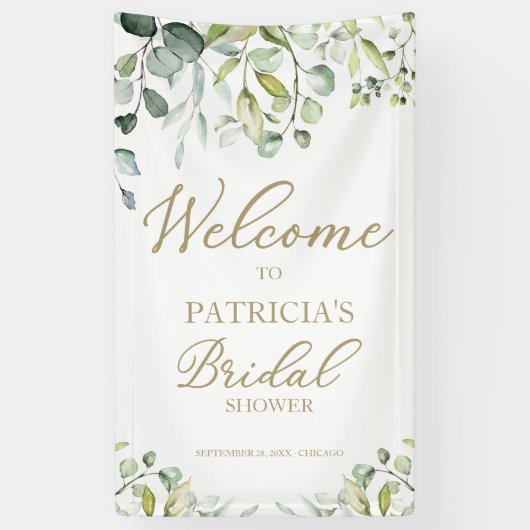 Groen Eucalyptus Bruidsdouche Welkom Spandoek (Verticaal)