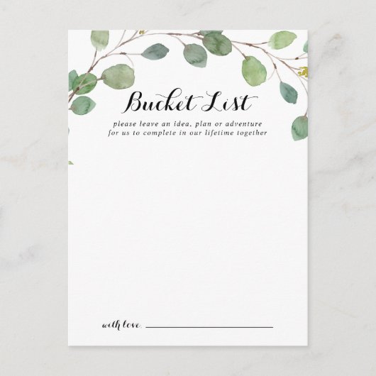 Groen Eucalyptus Bruiloft Bucket List Kaarten (Voorkant)