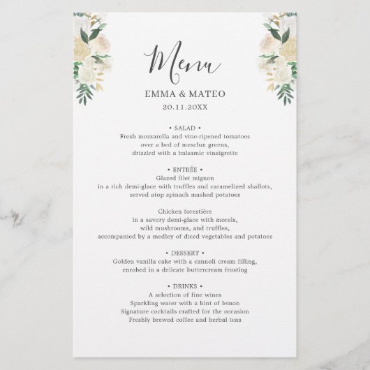Groen Eucalyptus Bruiloft Menu (Voorkant)