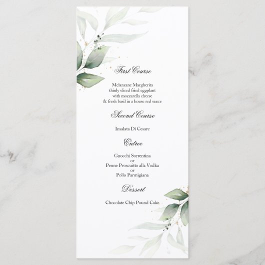 Groen Eucalyptus Bruiloft Menu Sjabloon (Voorkant)