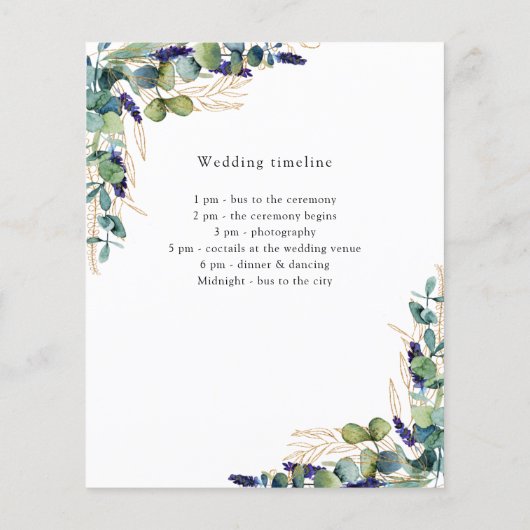 Groen eucalyptus bruiloft programma details (Achterkant)