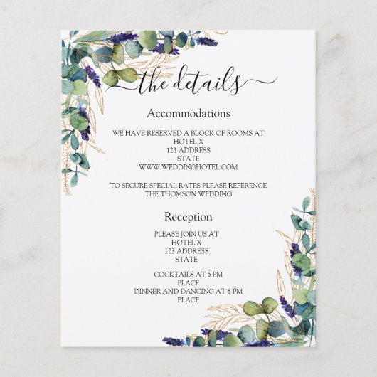 Groen eucalyptus bruiloft programma details QR (Voorkant)