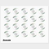 Groen Eucalyptus Bruiloft Ronde Sticker (Vel)