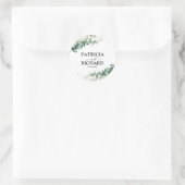 Groen Eucalyptus Bruiloft Ronde Sticker (Tas)
