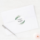 Groen Eucalyptus Bruiloft Ronde Sticker (Envelop)
