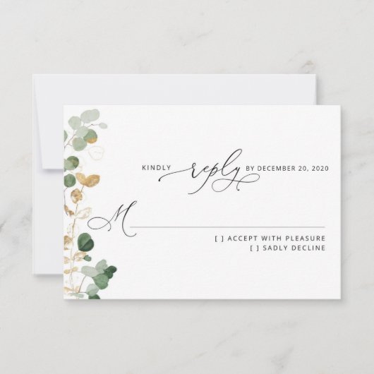 Groen eucalyptus bruiloft RSVP (Voorkant)