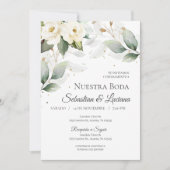 Groen Eucalyptus Bruiloft uitnodigen in het Spaans Kaart (Voorkant)