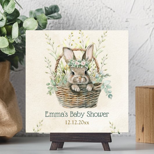 Groen Eucalyptus Bunny Baby shower Poster