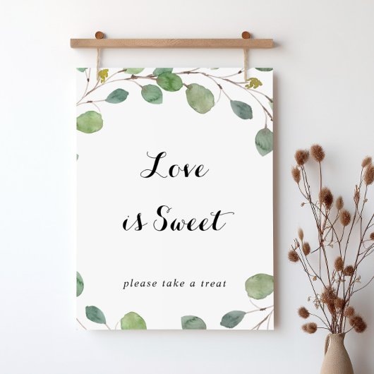 Groen Eucalyptus Calligrafie Liefde Is Zoete Bord Poster