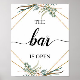 Groen Eucalyptus Calligrafie Trouw Bar Bord Poster