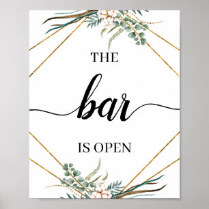 Groen Eucalyptus Calligrafie Trouw Bar Bord Poster
