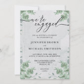 Groen Eucalyptus Calligrafie We zijn verloofd Kaart (Voorkant)
