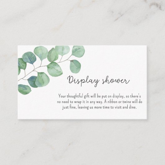 Groen Eucalyptus - display douche Informatiekaartje (Voorkant)