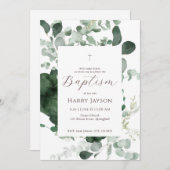 Groen Eucalyptus Doopsel Uitnodiging (Voorkant / Achterkant)