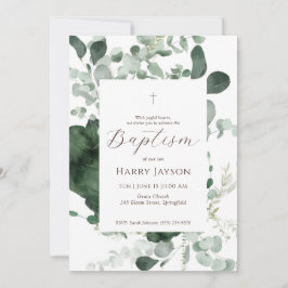 Groen Eucalyptus Doopsel Uitnodiging